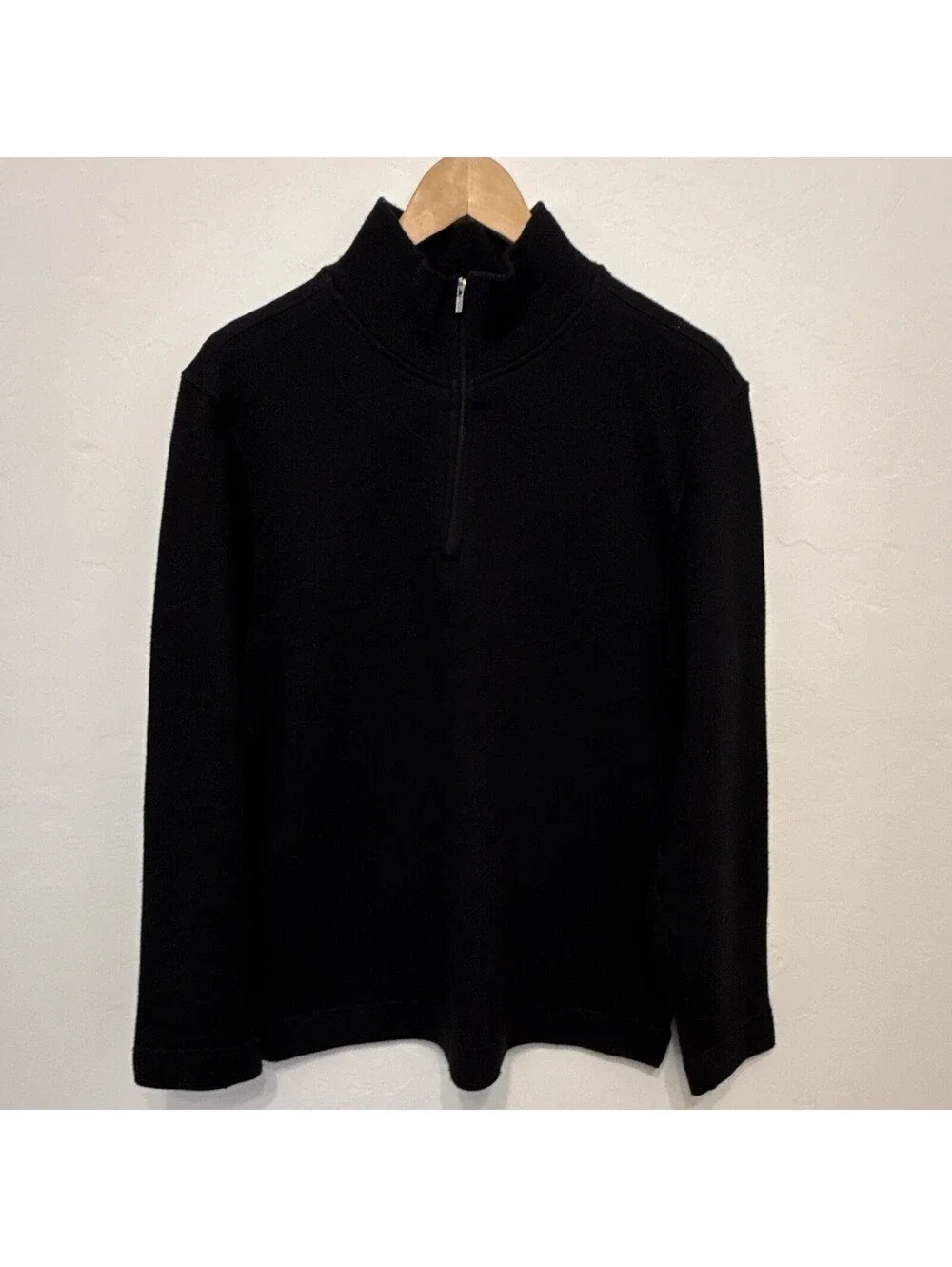 Banana Republic Men’s Black 1/4 Zip Mock Neck Wool Blend Sweater L